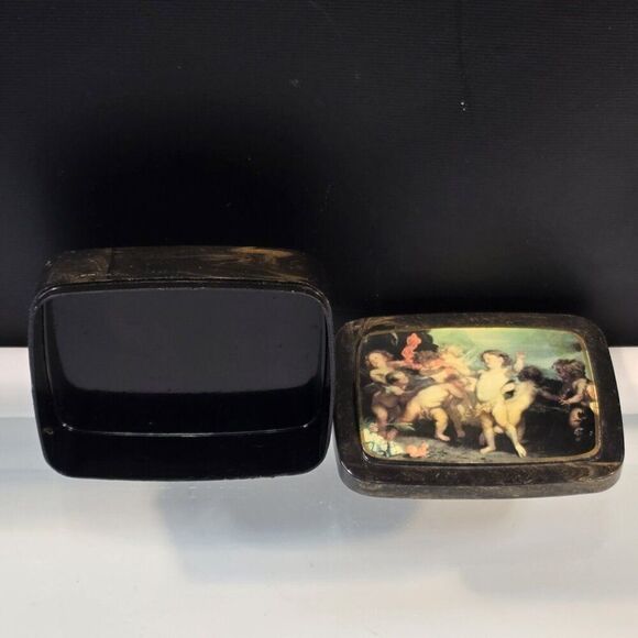 Vintage Cupids Amours Lacquer Trinket Jewelry Box - Picture 5 of 5